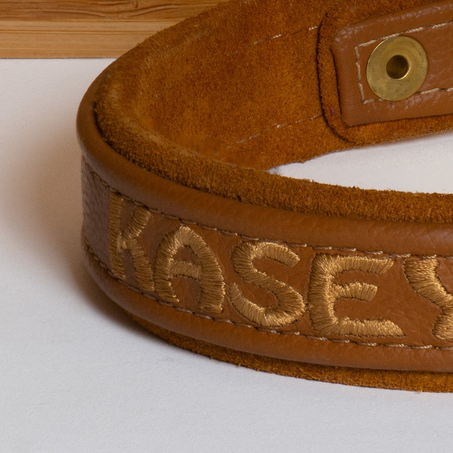 Custom Leather Dog Collar w/ side release quick snap buckle with Suede Lining One Inch width