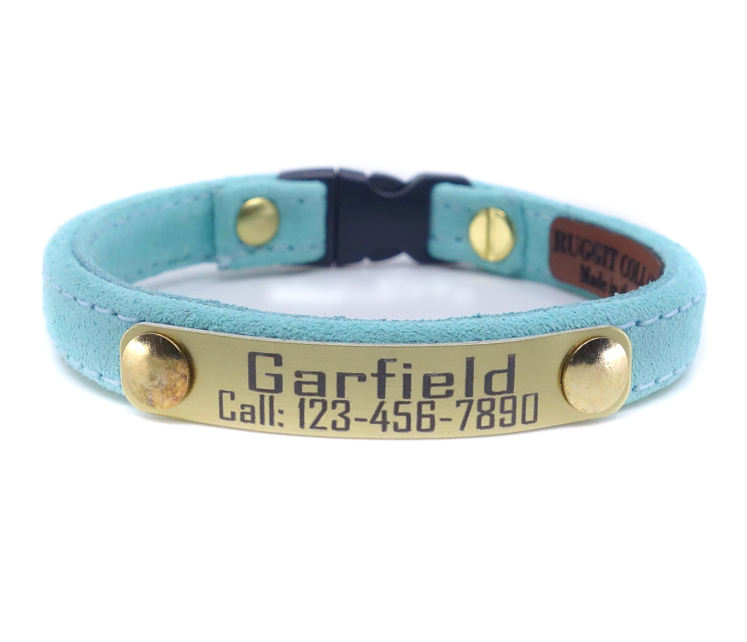 Cat Collar that is Lt. Aqua Suede with Breakaway Buckle Ruggit Collars