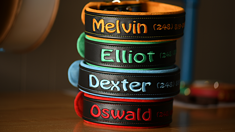 Leather and Suede Dog Collar personalized 3 widths available
