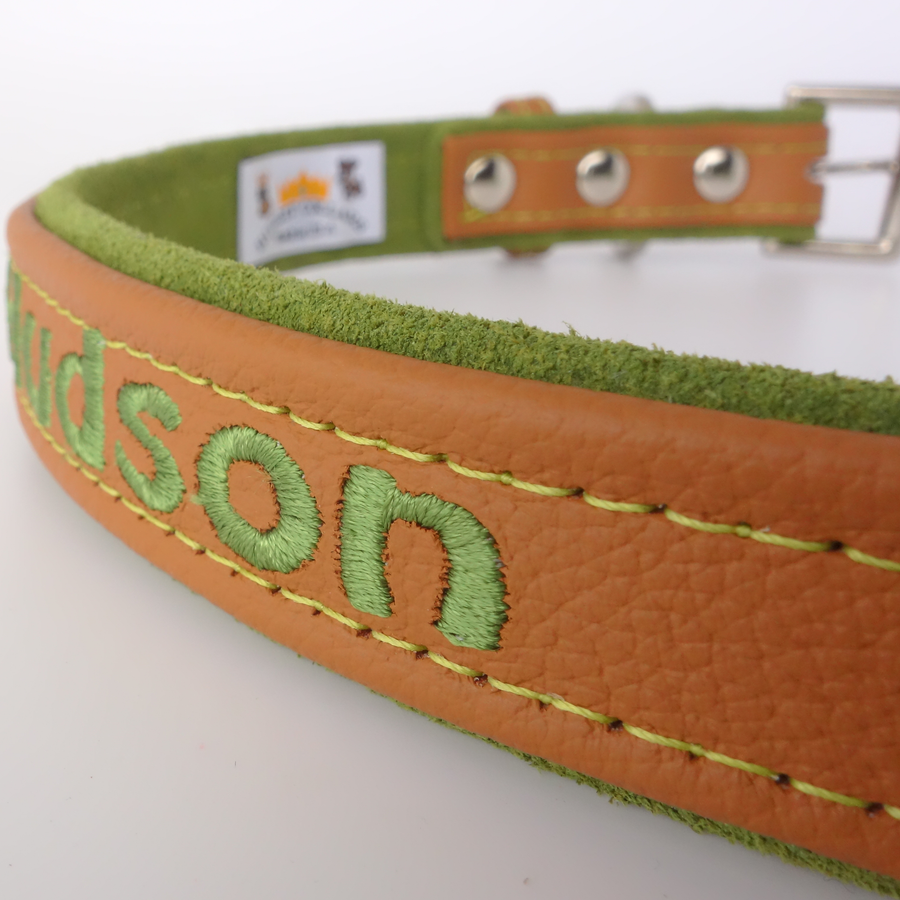 Leather Dog Collar Adjustable Leather with Soft Suede Lining