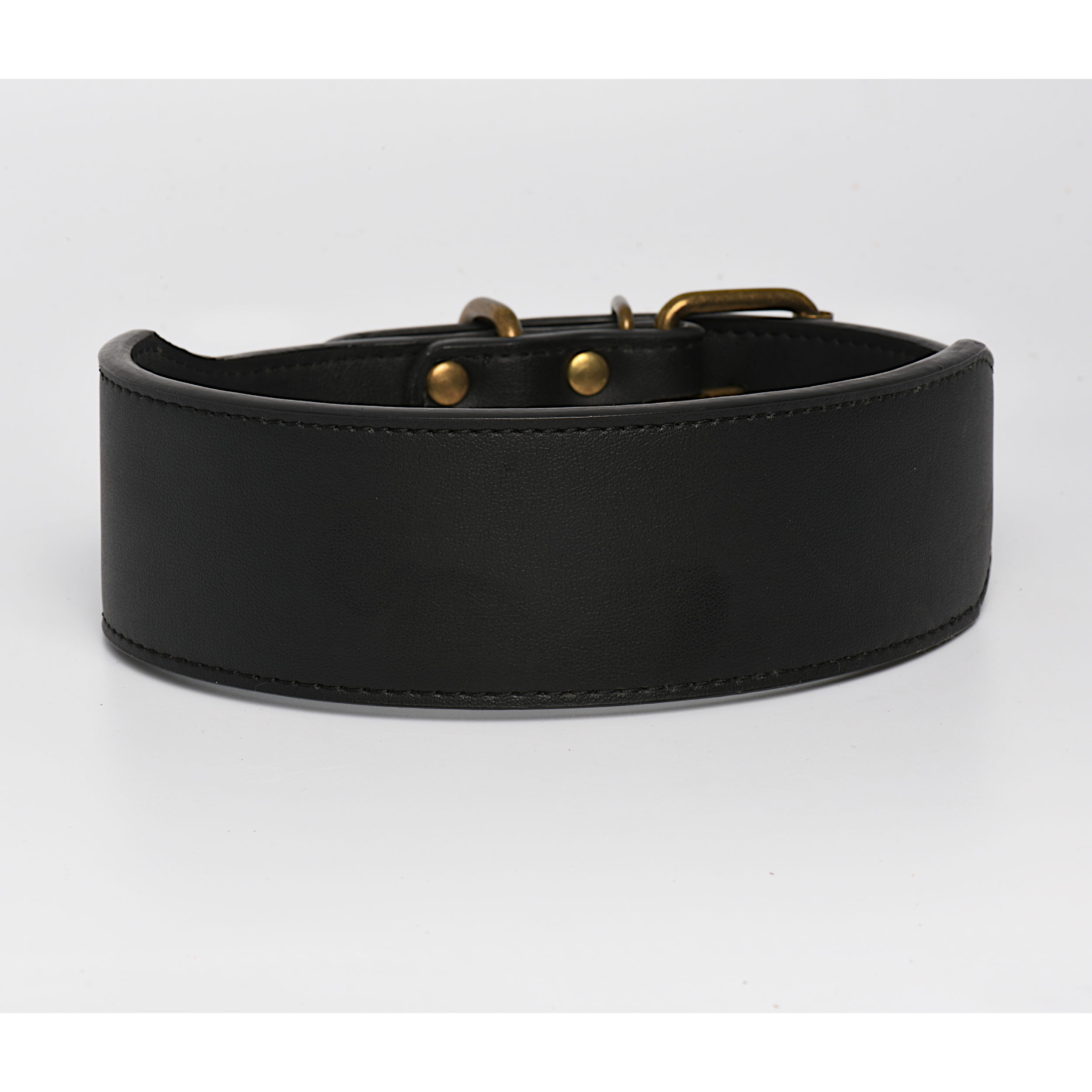 Black Leather Dog Collar in Inch Wide