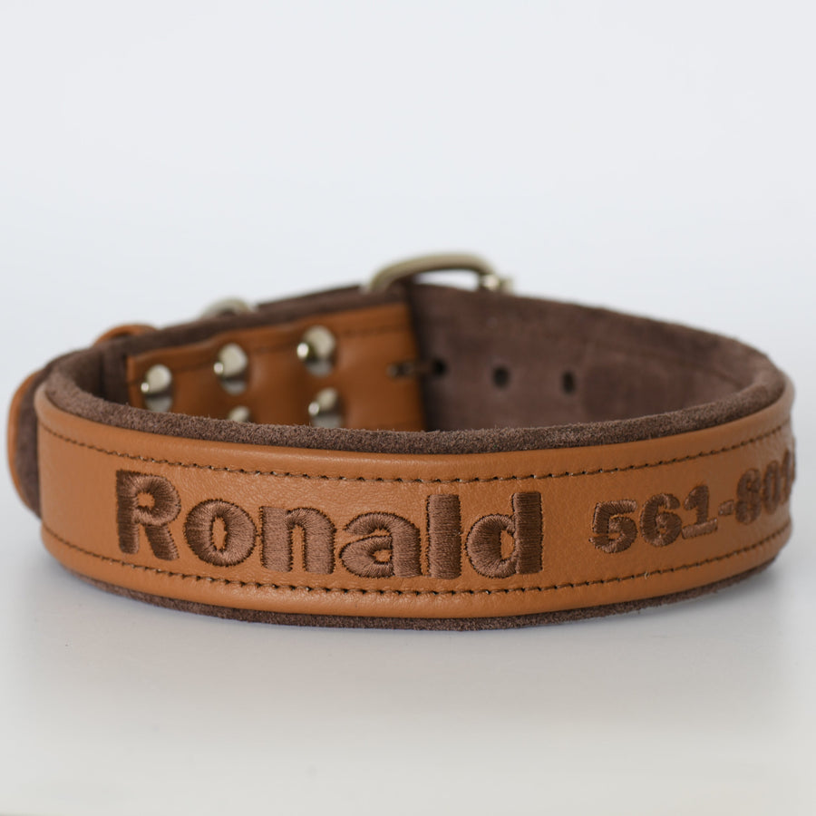 Leather Dog Collar for dogs personalized 1-1/2 inch