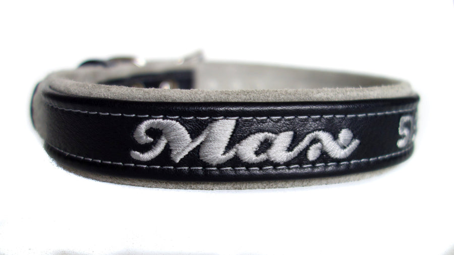 Adjustable Personalized Embroidered Leather Suede Dog Collars