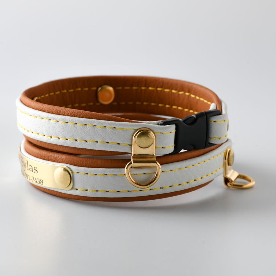 Peasonalzed Leather Cat and Kitten Collars with Saftey Breakaway buckle